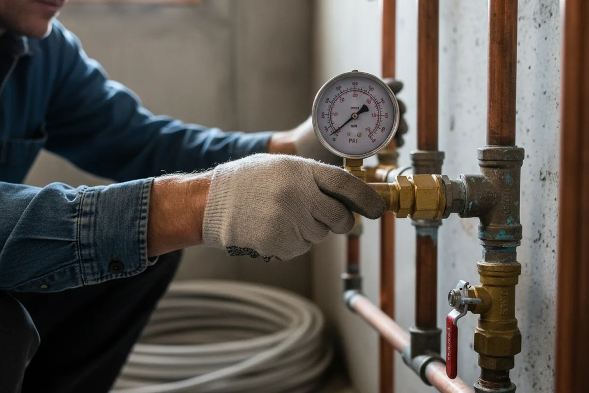 Pressure testing a repaired line during Water Line Repair in Miami